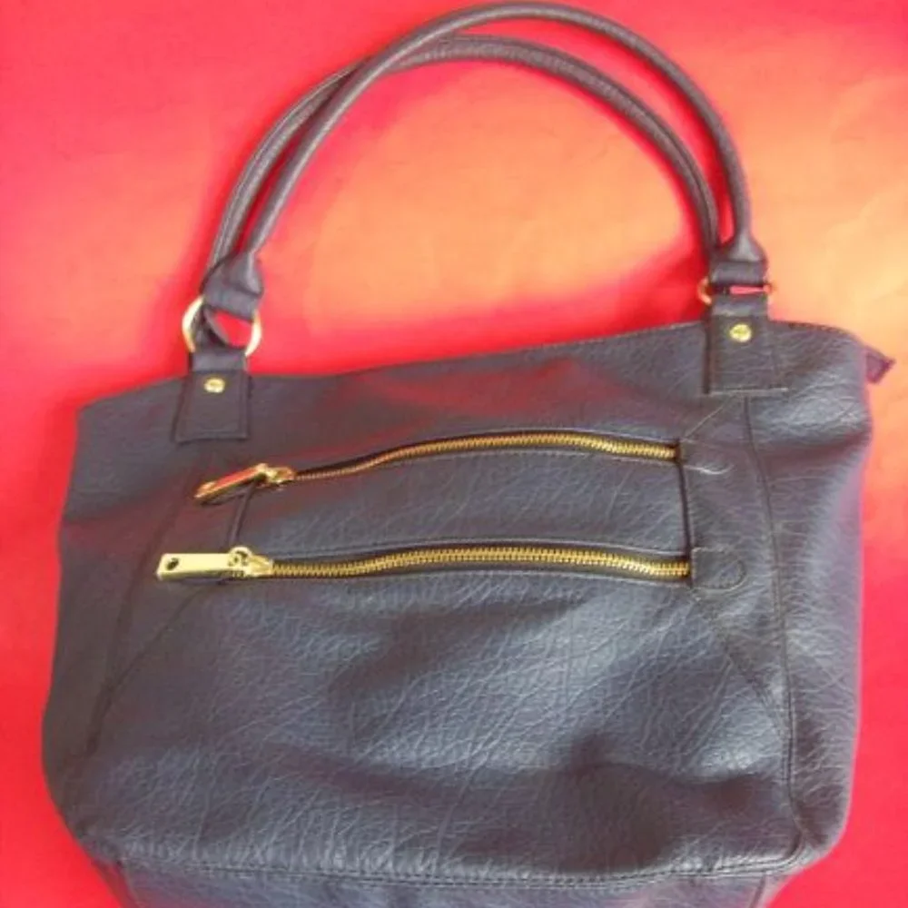 Blue Double Zipper Shoulder Bag - Picture 1 of 6